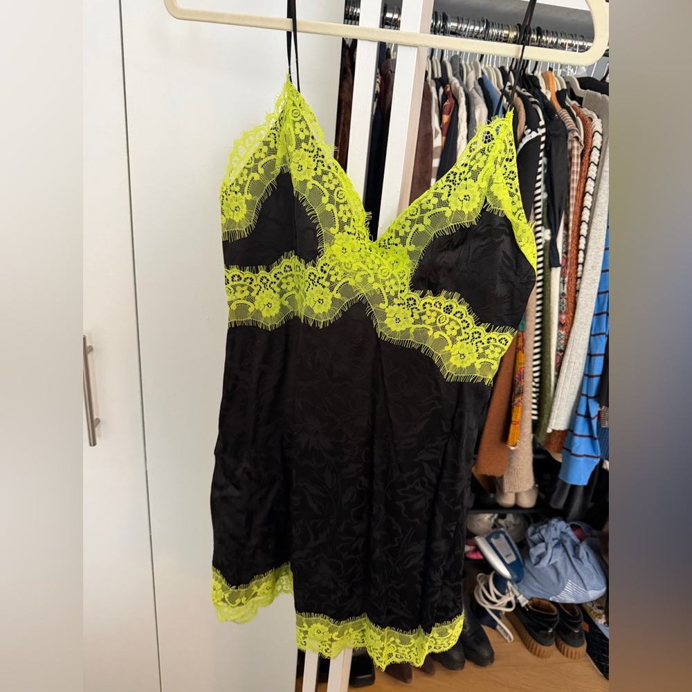 Alice + Olivia Black Dress with Neon Lace